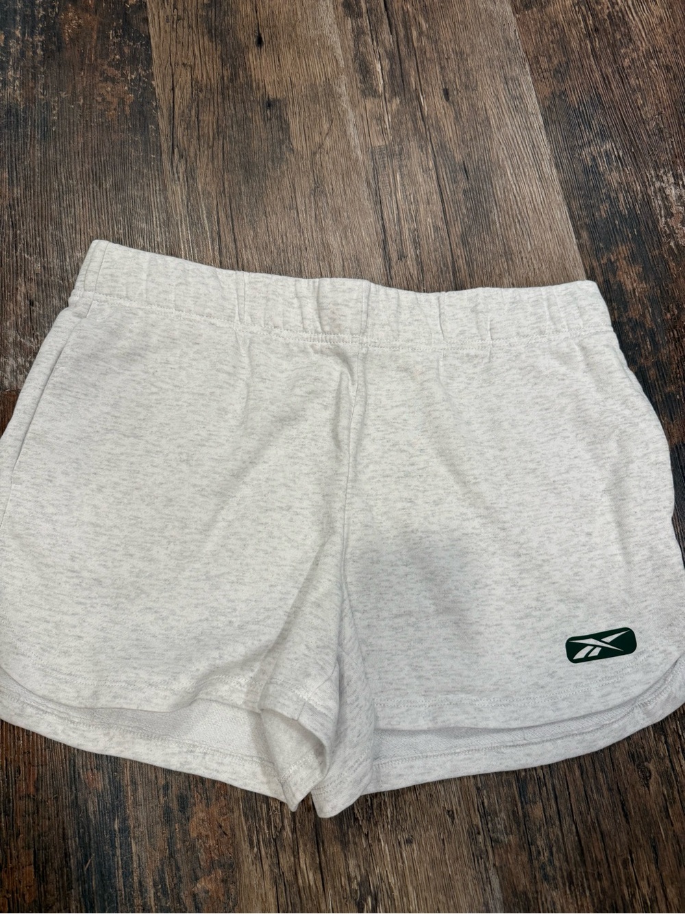 Reebok Light Gray Soft Shorts with Green Logo